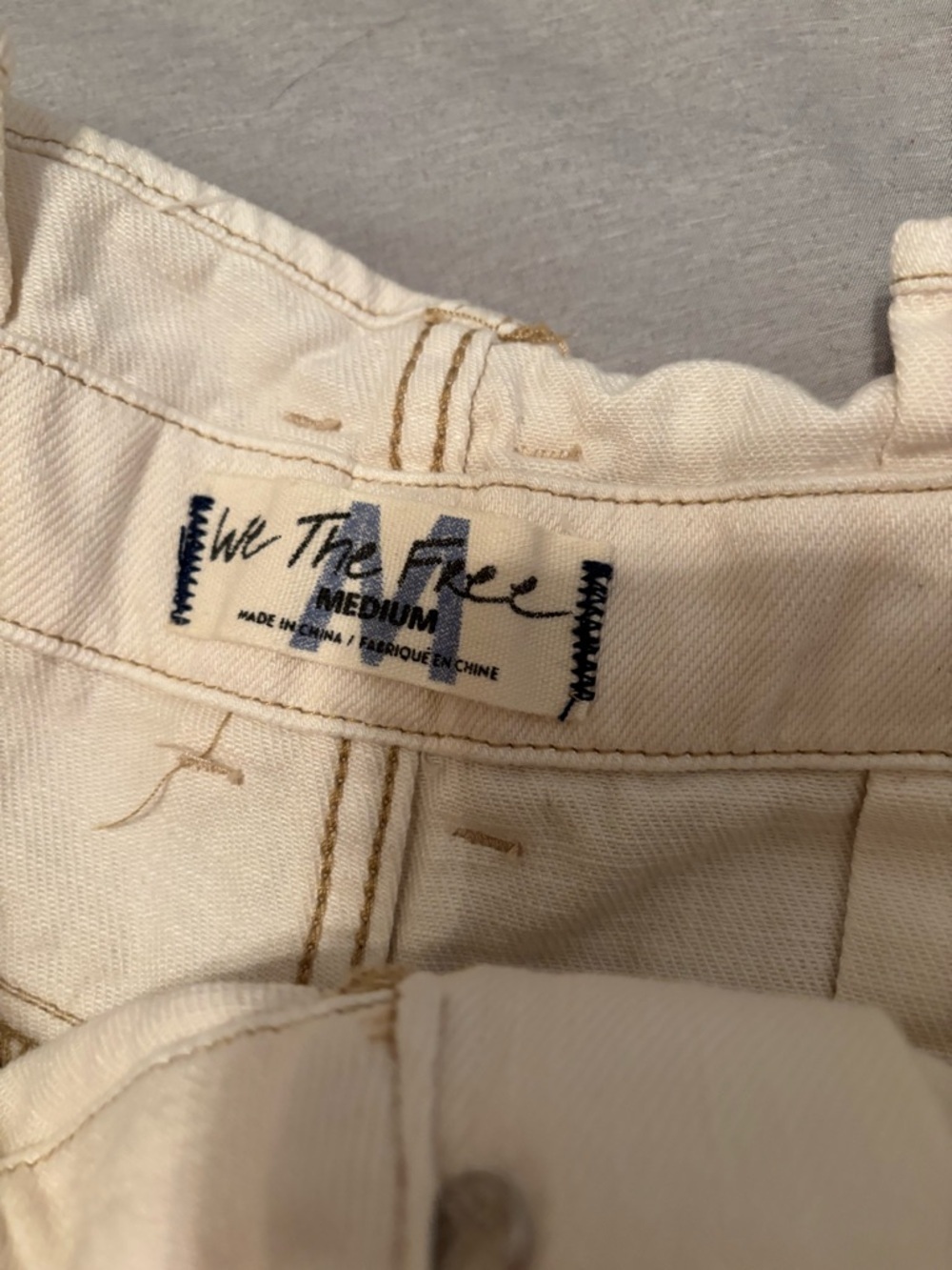 We The Free High-Waist Paperbag Shorts - Cream M - Picture 4 of 7